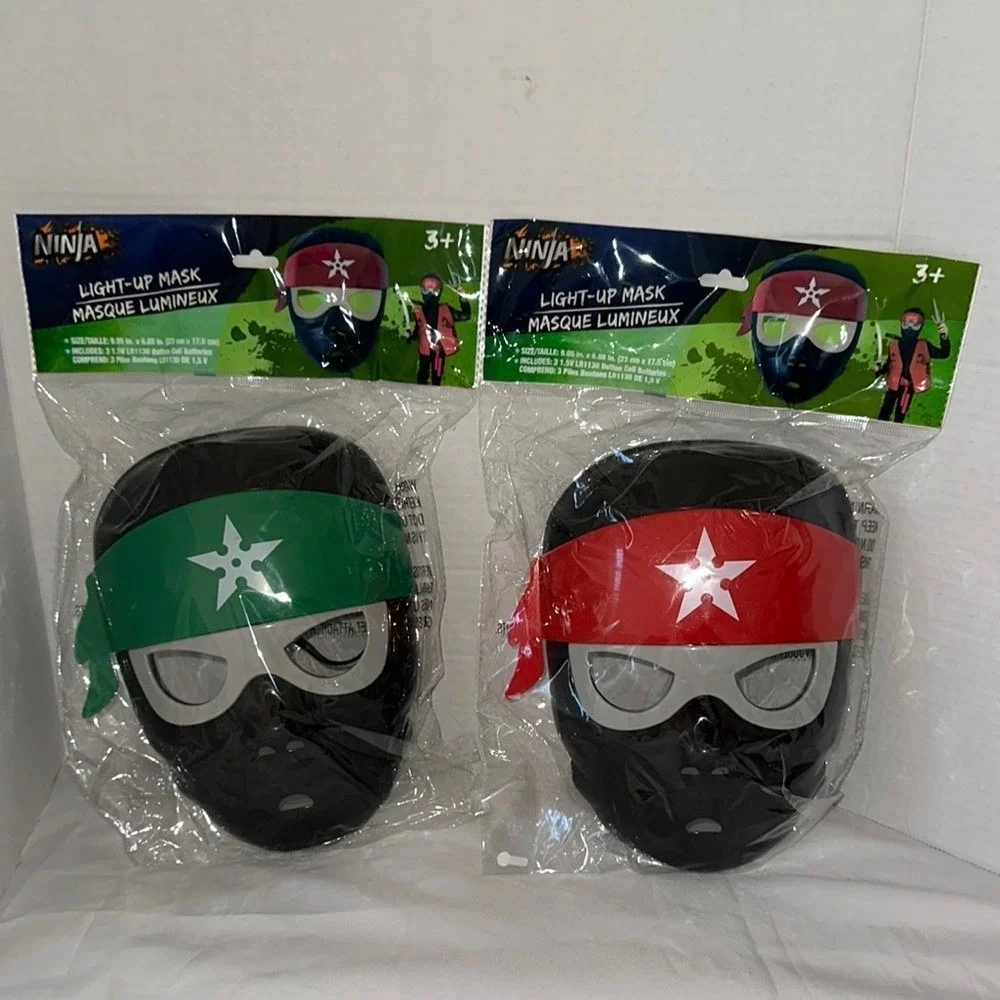 Ninja Light-Up Mask 2 Pack Red and Green Headband Costume Accessory Set 313856